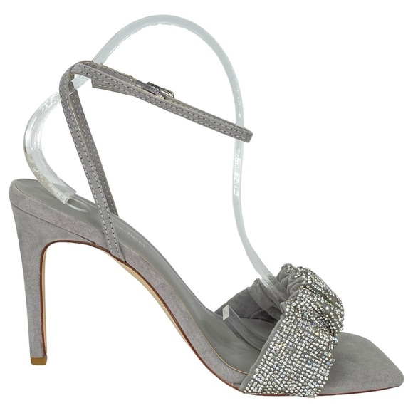 Journee Collection Arlette Grey Microfiber Rhinestone Womens Heels Size 9.5M - Picture 4 of 13